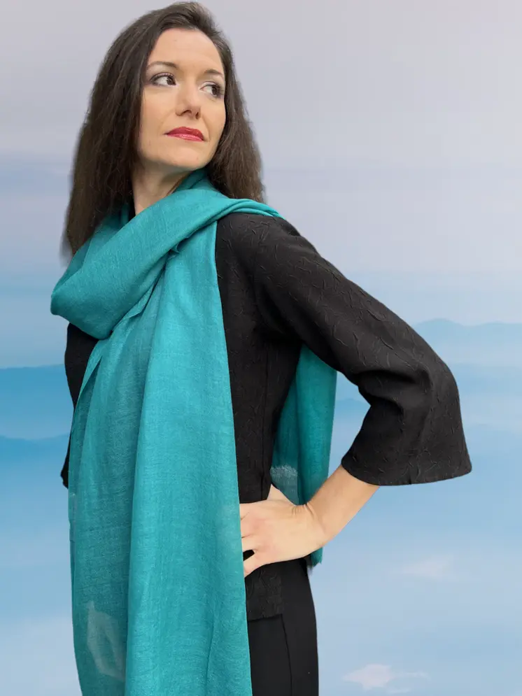 Teal Featherlight Solid Wool Scarf