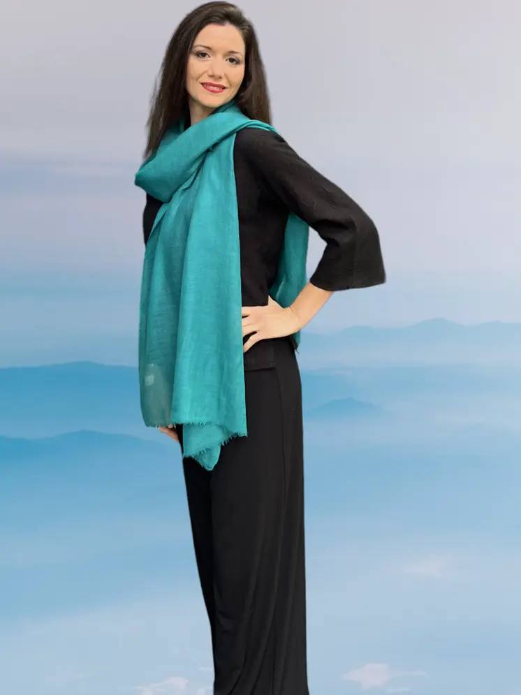 Teal Featherlight Solid Wool Scarf