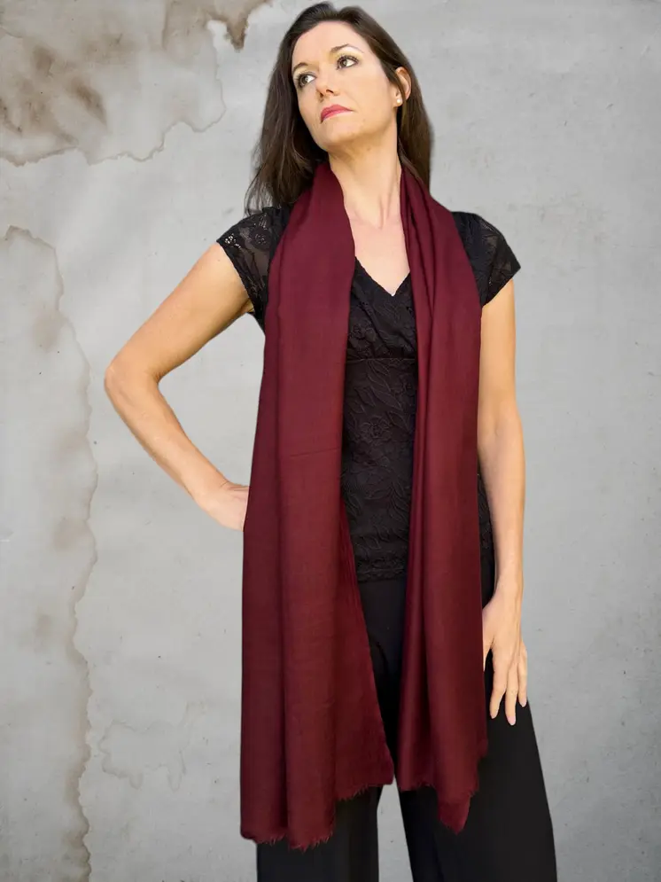 Eggplant Solid Wool Lightweight Scarf
