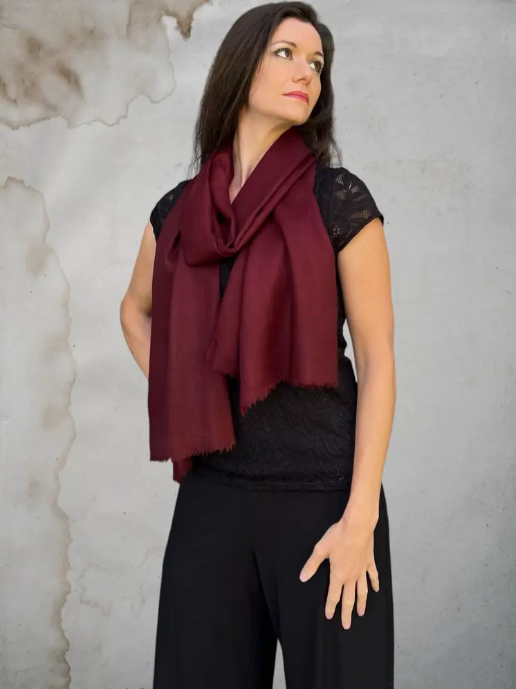 Eggplant Solid Wool Lightweight Scarf