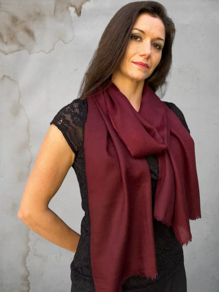 Eggplant Solid Wool Lightweight Scarf