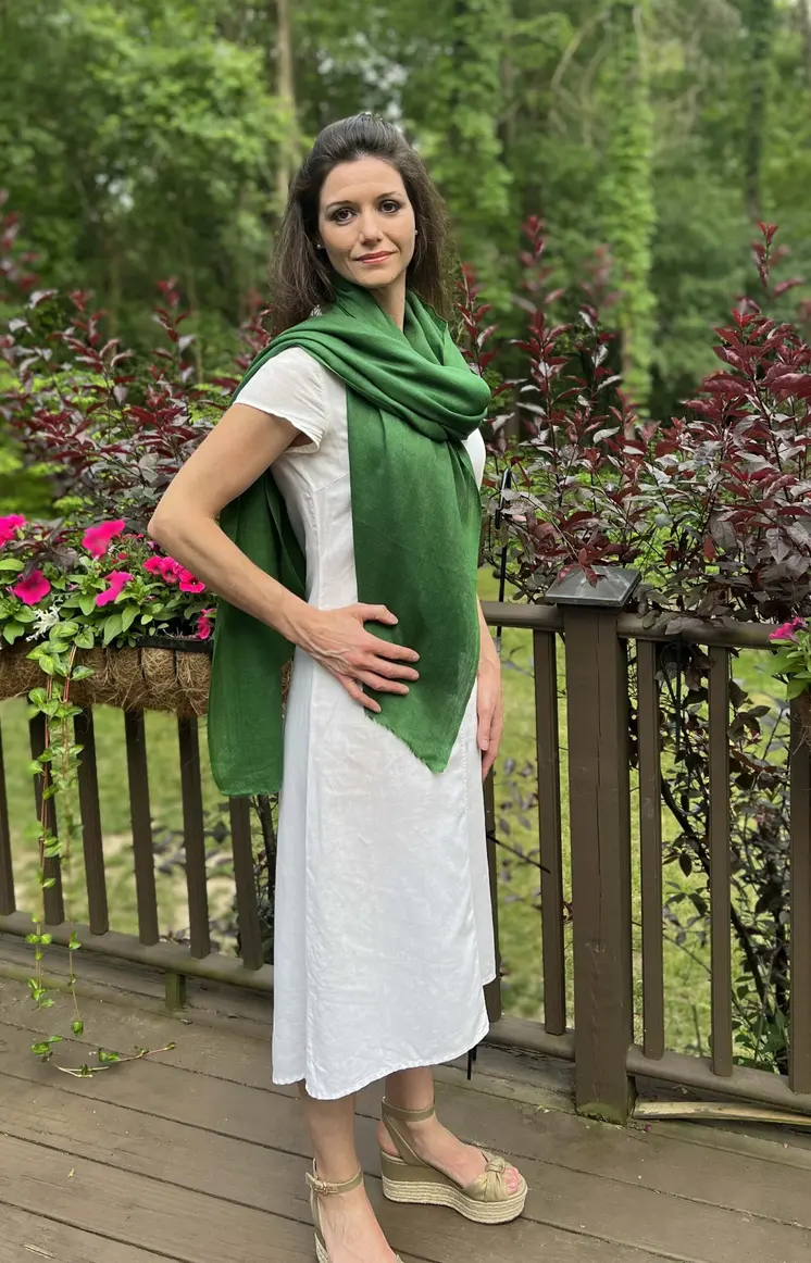 Emerald Green Solid Wool Lightweight Scarf