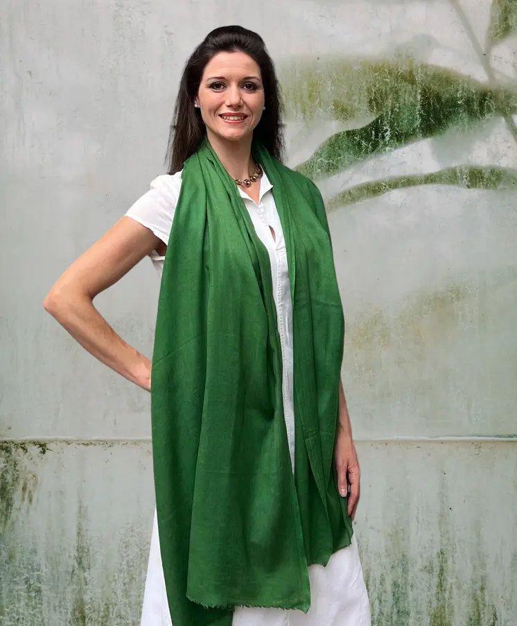 Emerald Green Solid Wool Lightweight Scarf