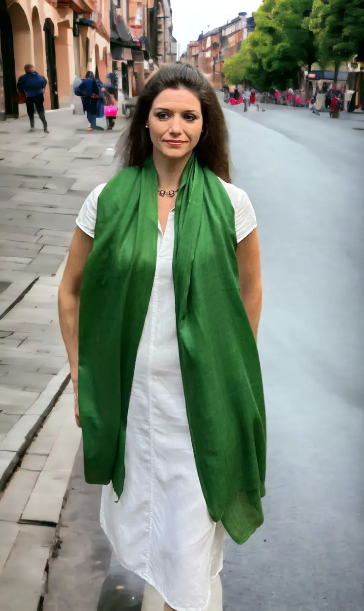 Emerald Green Solid Wool Lightweight Scarf