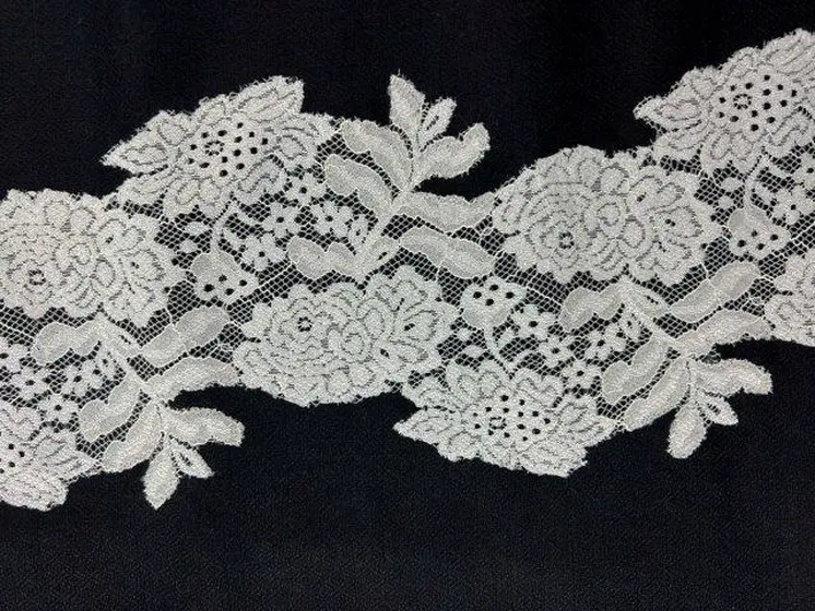 Black And White Wool and Silk Lace Scarf / Wrap