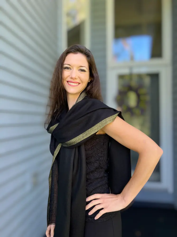 Black Wool and Silk Solid Scarf with Gold Glitter