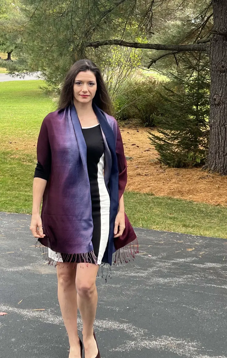 Wine and blue hand dyed Ombre scarf