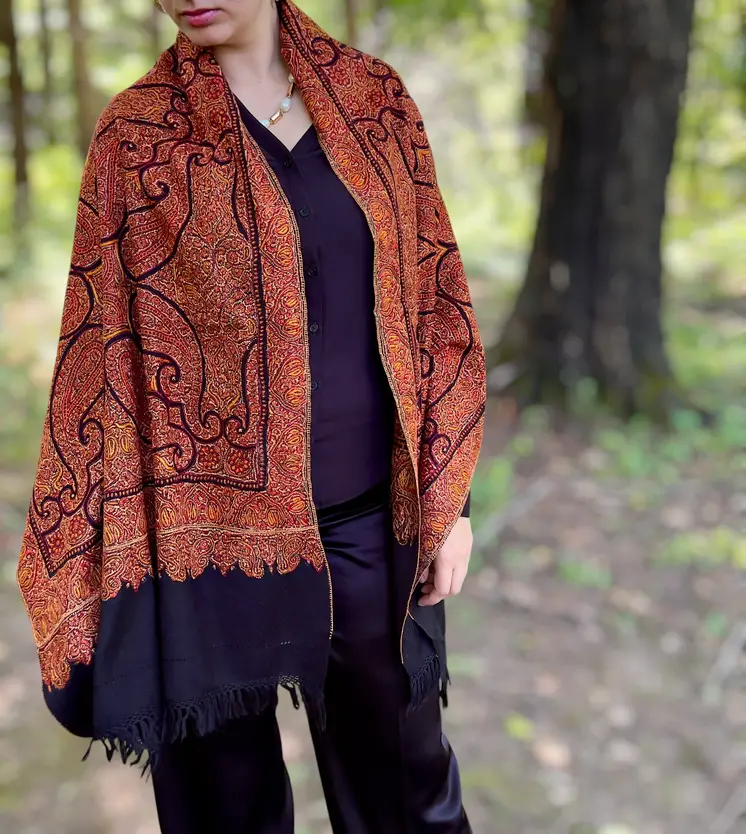 Limited Edition Hand Embroidered Wool Shawl