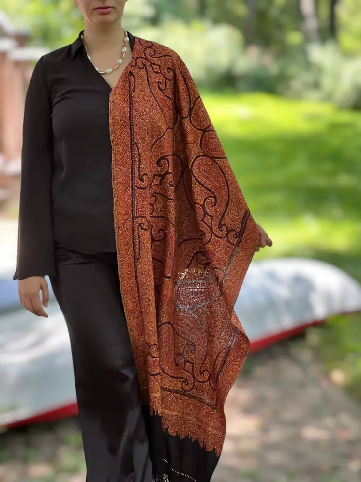 Limited Edition Hand Embroidered Wool Shawl