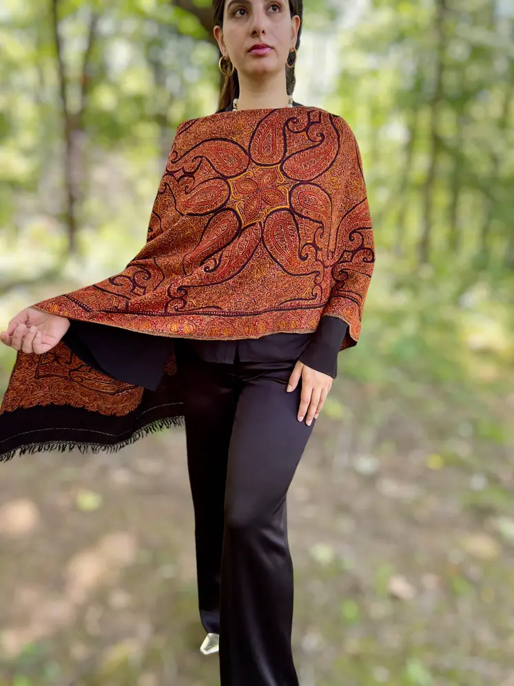 Limited Edition Hand Embroidered Wool Shawl