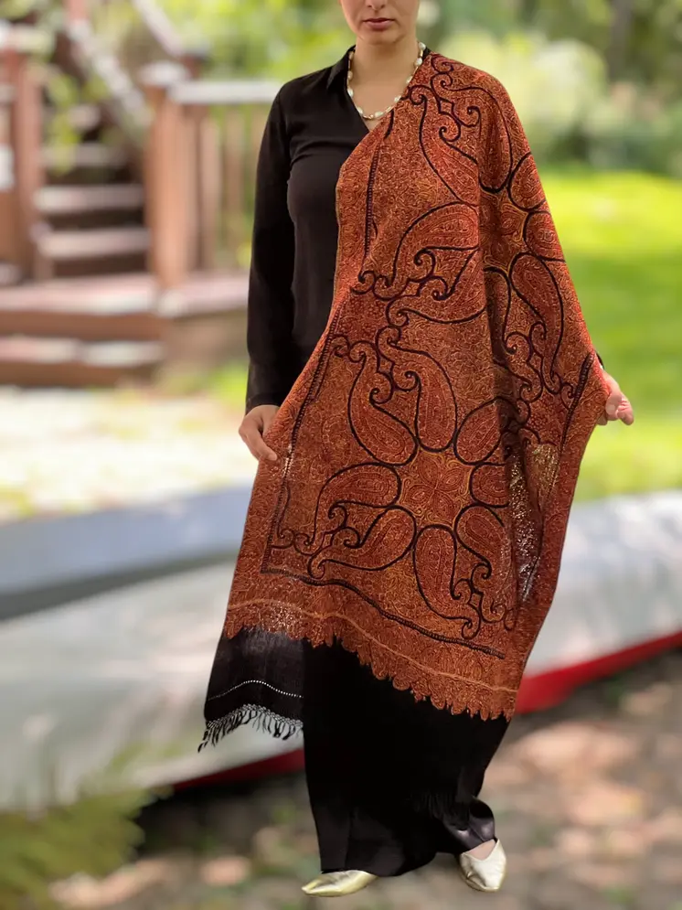 Limited Edition Hand Embroidered Wool Shawl
