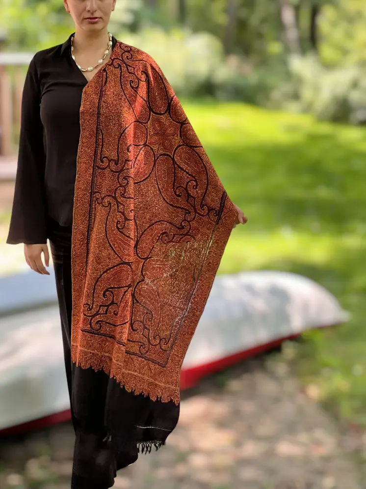 Limited Edition Hand Embroidered Wool Shawl