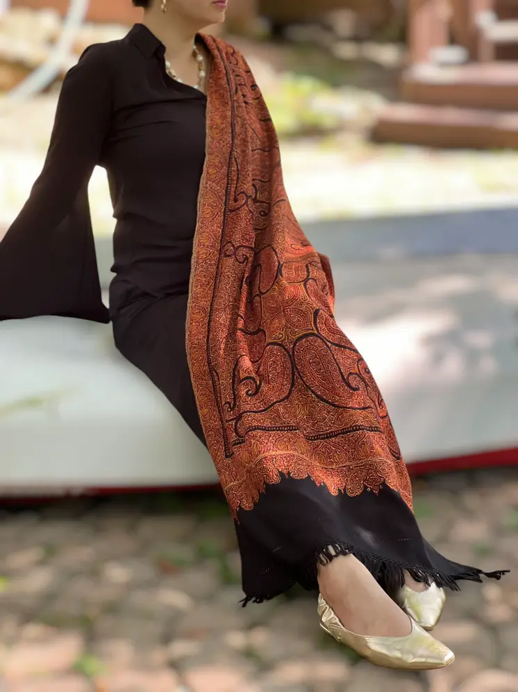 Limited Edition Hand Embroidered Wool Shawl