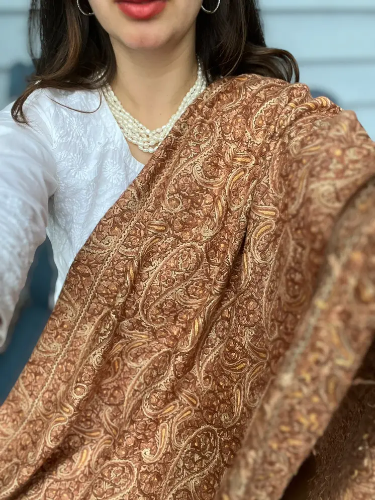 Limited Edition Hand Embroidered Paisley Wool Shawl