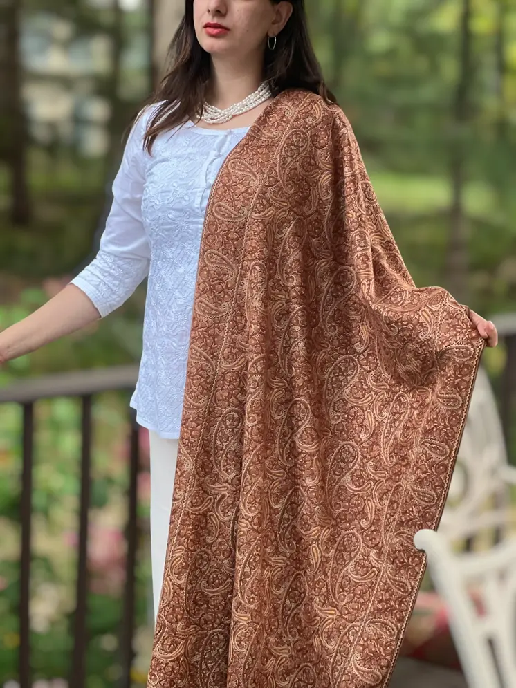 Limited Edition Hand Embroidered Paisley Wool Shawl