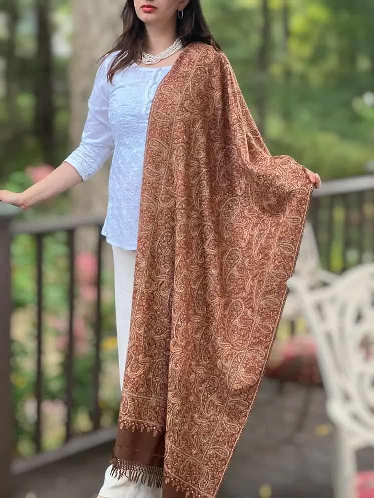 Limited Edition Hand Embroidered Paisley Wool Shawl