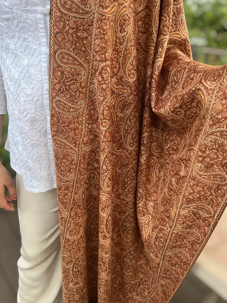 Limited Edition Hand Embroidered Paisley Wool Shawl