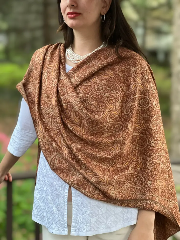 Limited Edition Hand Embroidered Paisley Wool Shawl