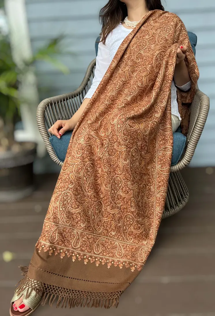Limited Edition Hand Embroidered Paisley Wool Shawl