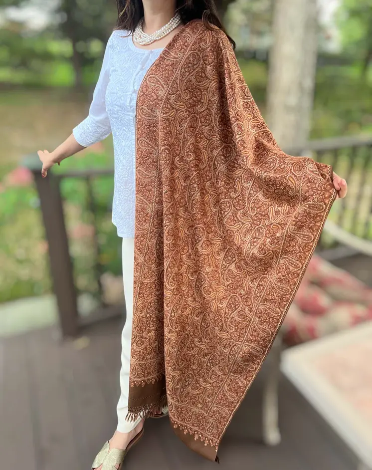 Limited Edition Hand Embroidered Paisley Wool Shawl