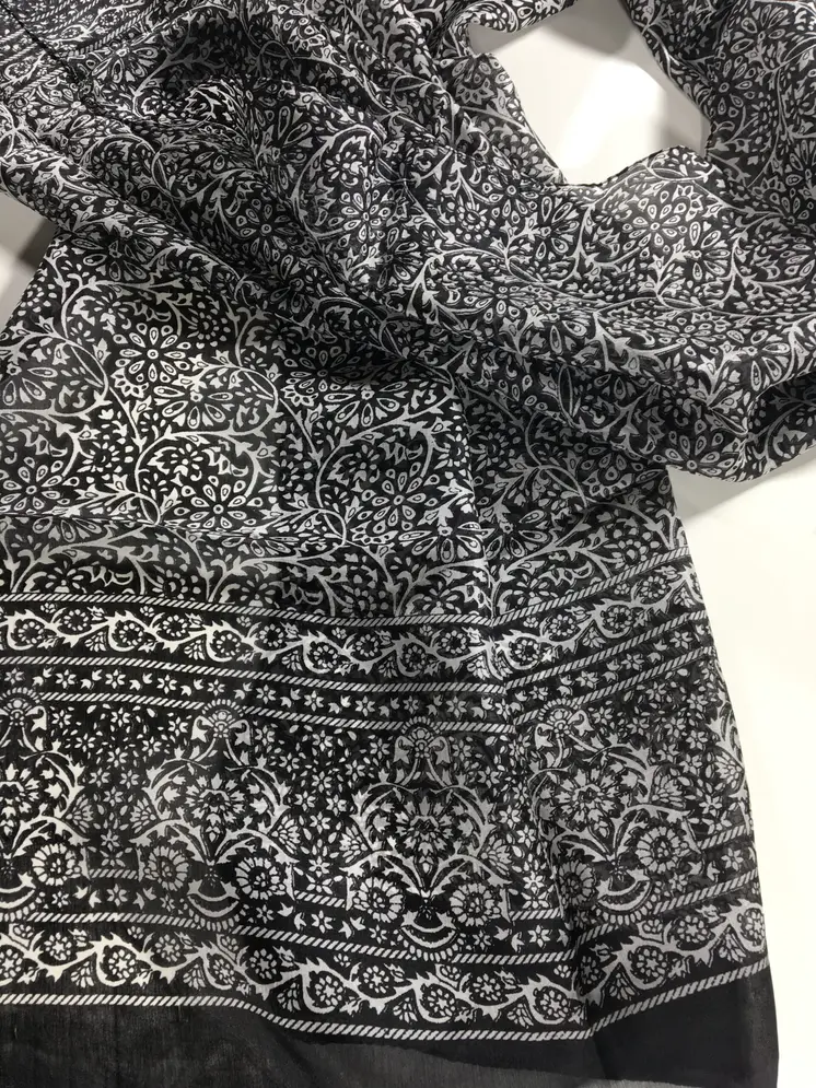 Gray and White Silk Scarf