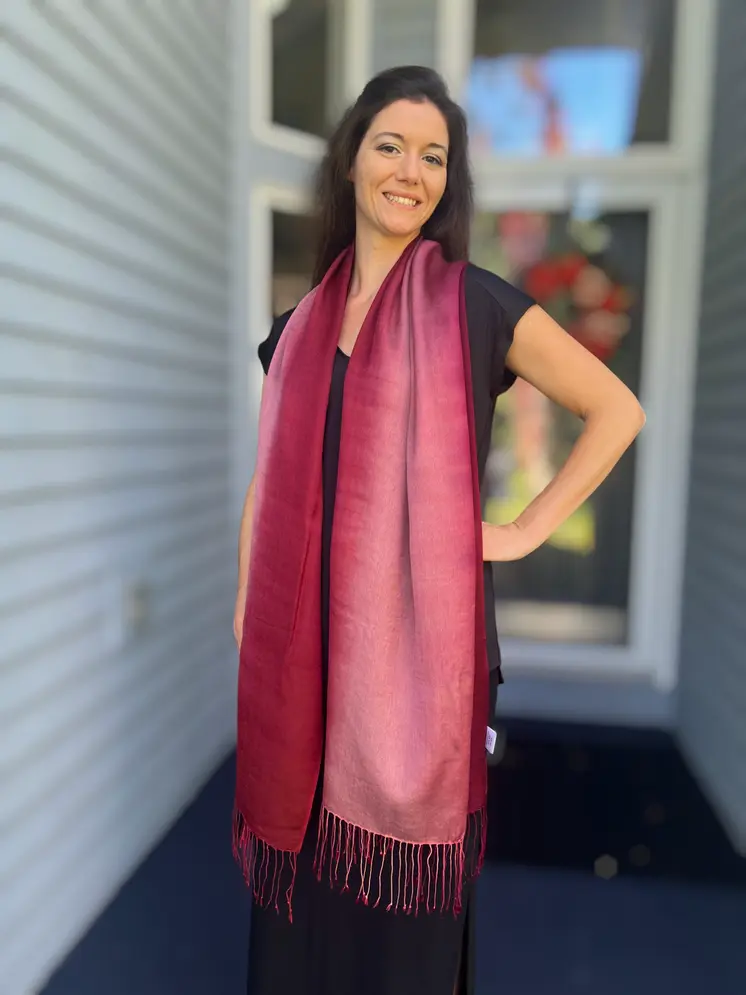 Pink Hand-dyed Ombre Silk/Wool Scarf
