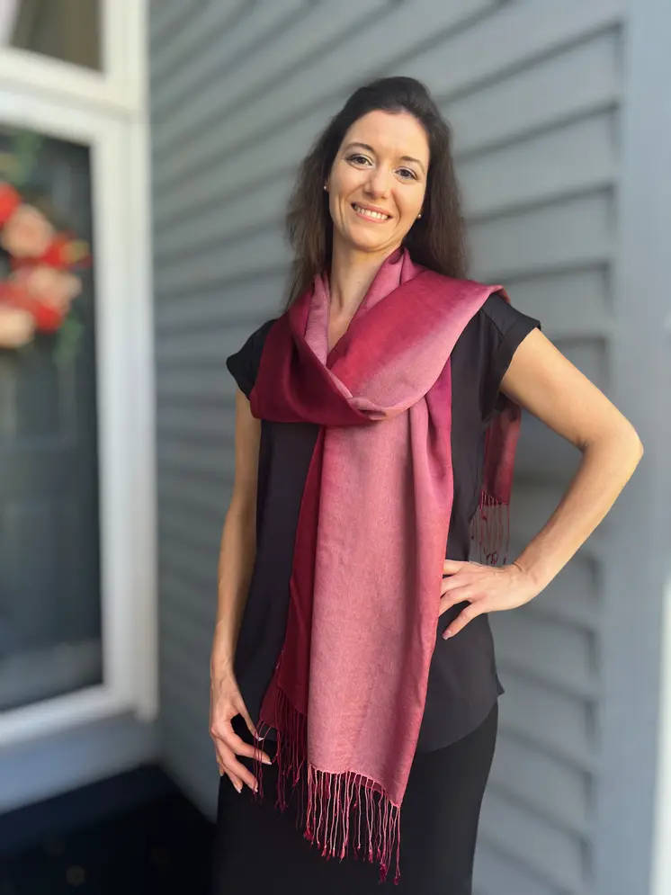 Pink Hand-dyed Ombre Silk/Wool Scarf