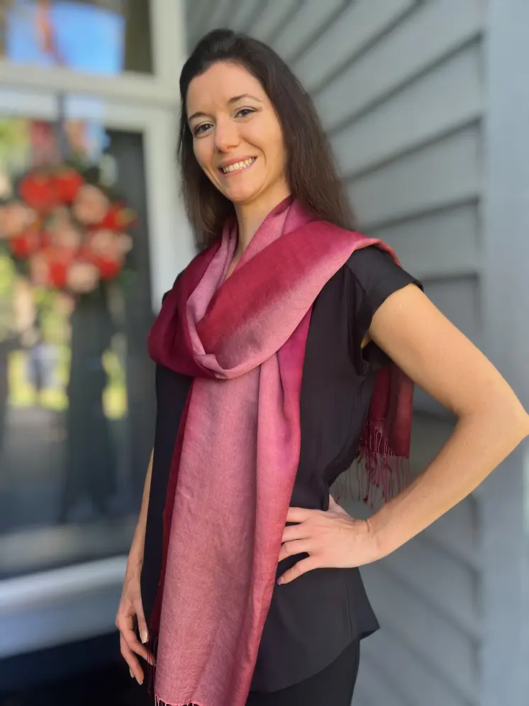 Pink Hand-dyed Ombre Silk/Wool Scarf