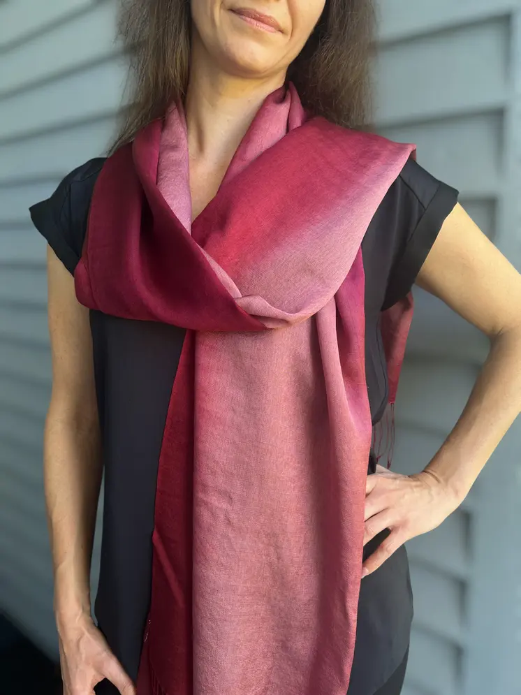 Pink Hand-dyed Ombre Silk/Wool Scarf