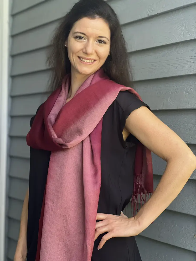Pink Hand-dyed Ombre Silk/Wool Scarf