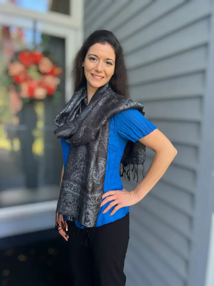 Black and Gray Modal Jamawar Pashmina Scarf
