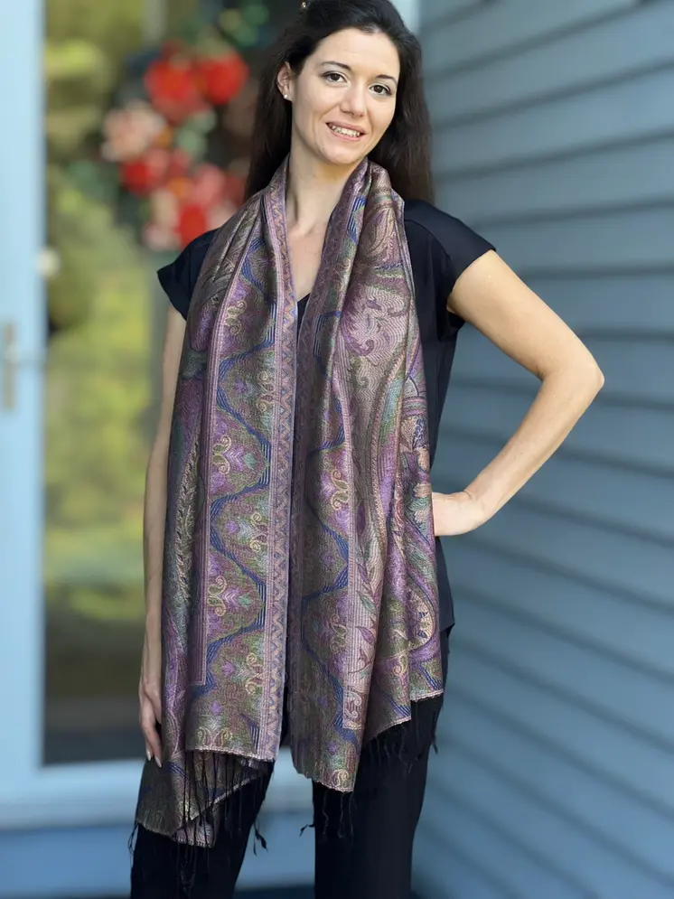 Multicolor Modal Jamawar Pashmina Scarf