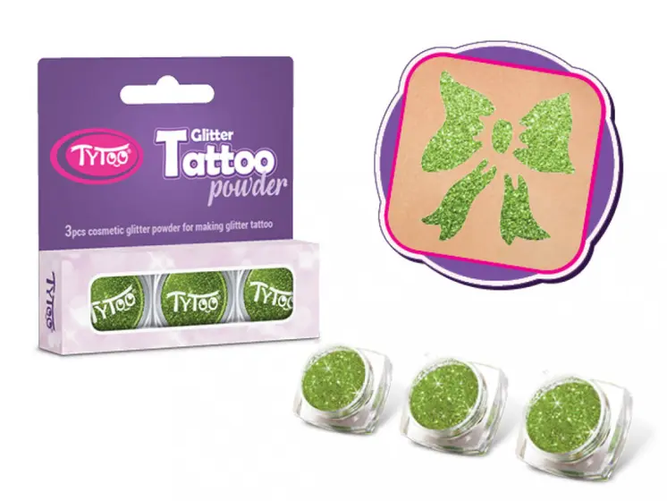Csillámpor szett 3 x 2,5 ml Aranyzöld