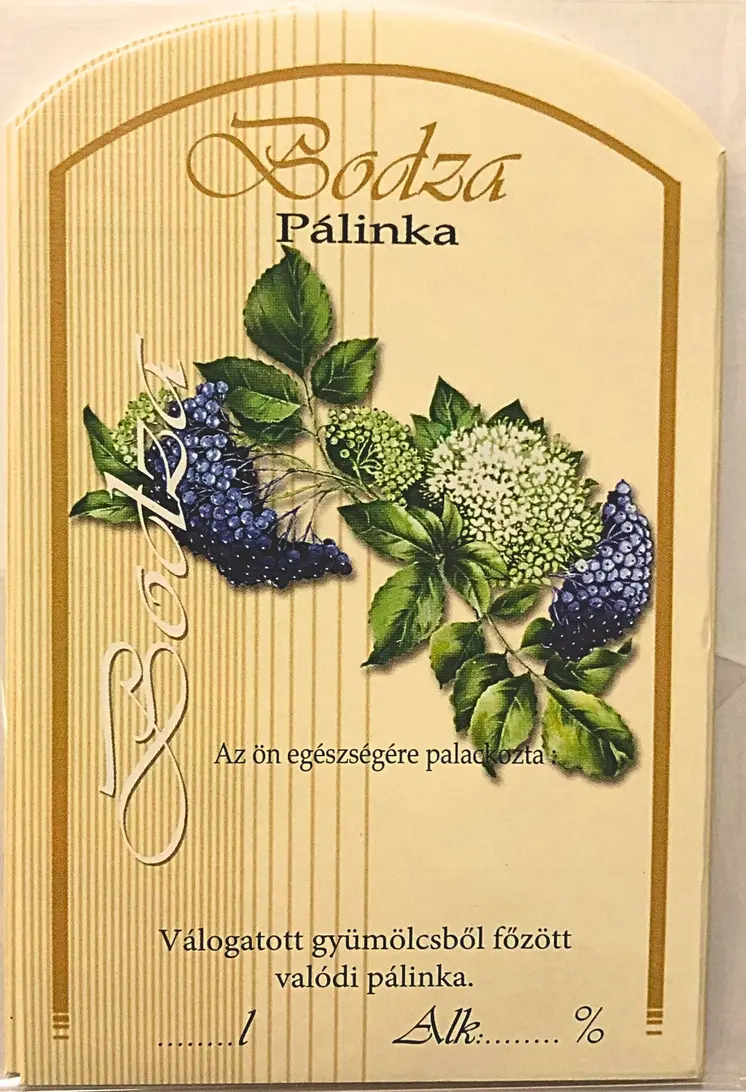 Pálinkás címke - Bodza (nagy)