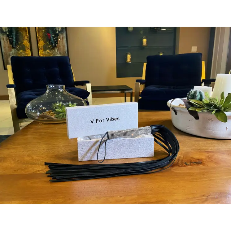 Tyche - The Black Vegan Leather Sex Whip, Spanking Toy