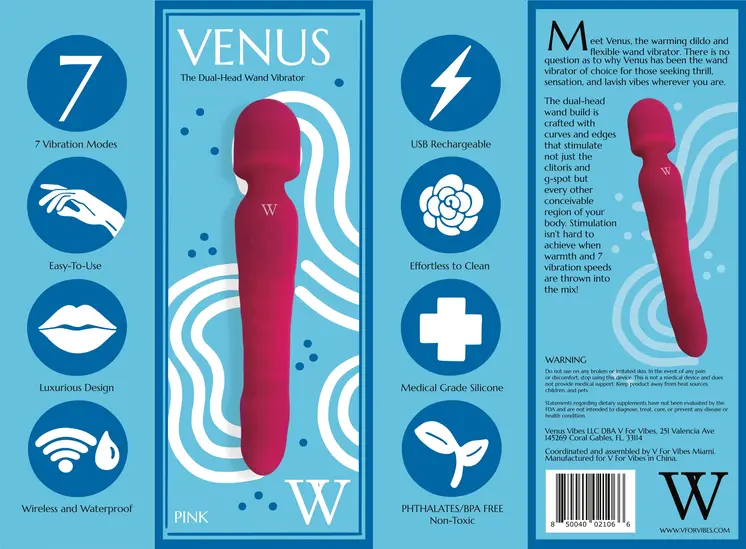 Venus - The Dual-Head Wand Vibrator/ Soft, Warming Dildo