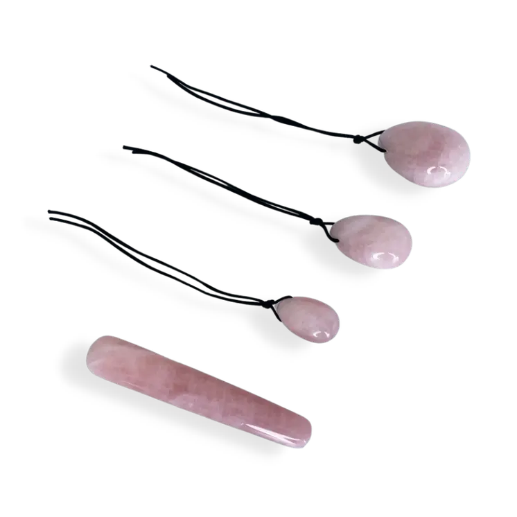 Harmonia- The Enlightenment Rose Quartz Egg Set and Clear Quartz Yoni Eggs