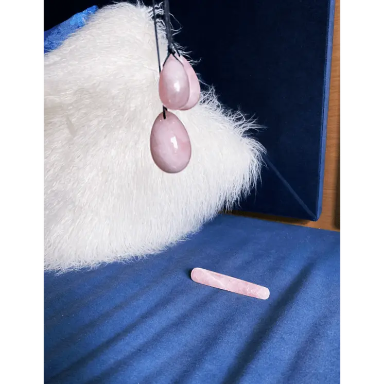 Harmonia- The Enlightenment Rose Quartz Egg Set and Clear Quartz Yoni Eggs