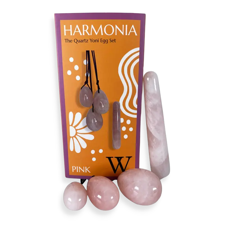 Harmonia- The Enlightenment Rose Quartz Egg Set and Clear Quartz Yoni Eggs