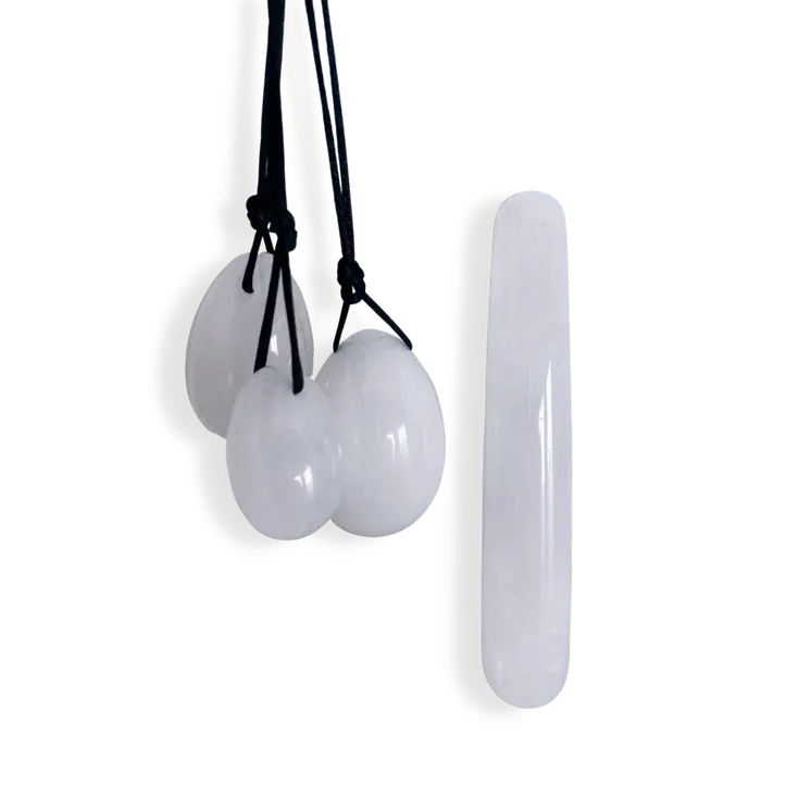 Harmonia- The Enlightenment Rose Quartz Egg Set and Clear Quartz Yoni Eggs