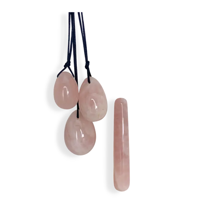 Harmonia- The Enlightenment Rose Quartz Egg Set and Clear Quartz Yoni Eggs