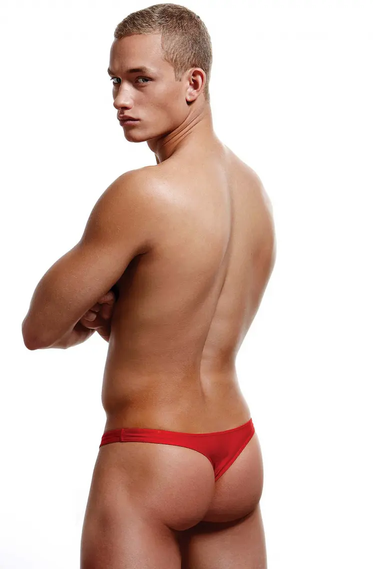 MENS UNDERWEAR LOW RISE THONG RED - ENVY 71011-2