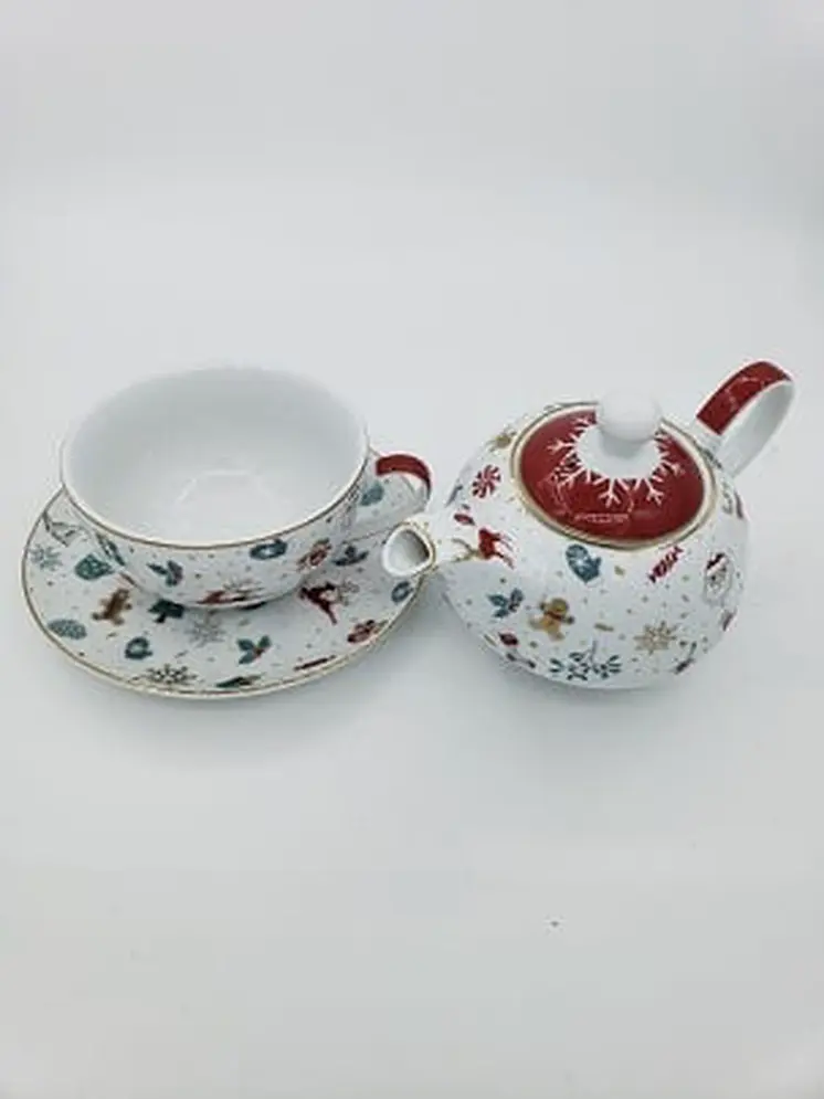Christmas Greeting Tea For One Teapot & Cup