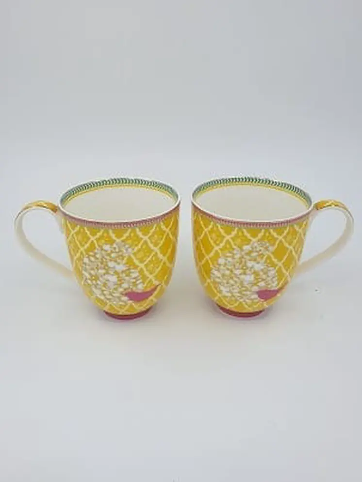 YELLOW COFFEE MUG, Unique Mug, Porcelain Handmade, Tea Mug, 6 Pcs