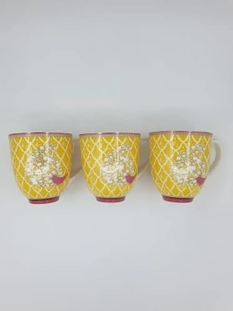 YELLOW COFFEE MUG, Unique Mug, Porcelain Handmade, Tea Mug, 6 Pcs