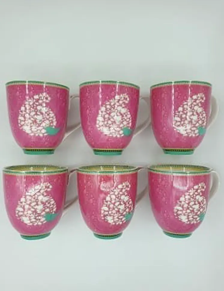 PINK COFFEE MUG, Unique Mug, Handmade, Coffee Cup, Tea Mugs 6 Pcs