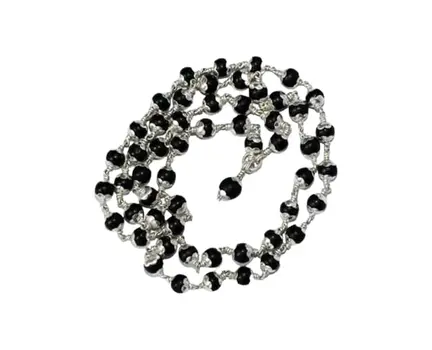 Karungali/Ebony Beads Mala with Silver caps (54 Beads Mala)