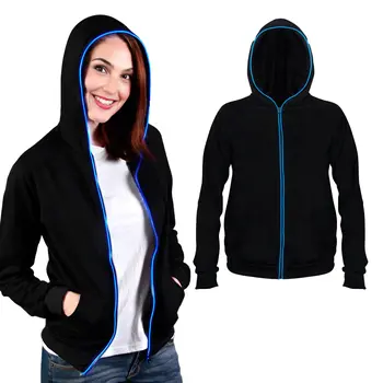 Electro Luminescent Zip Up Hoodie Blue Large
