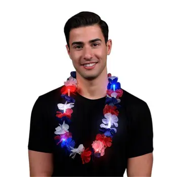 Light Up Hawaiian Lei Red White and Blue