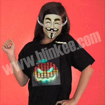 Jack O Lantern Pumpkin Electro luminscent T Shirt Medium